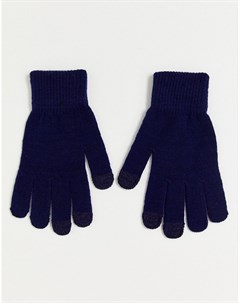Темно синие перчатки с отделкой для сенсорных устройств SVNX 7x