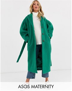 Зеленое пальто с объемными рукавами ASOS DESIGN Maternity Asos maternity