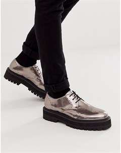 Темно серые туфли из искусственной кожи на массивной подошве со шнуровкой Asos design