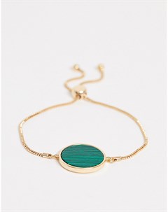 Золотистый браслет с искусственным зеленым камнем Asos design