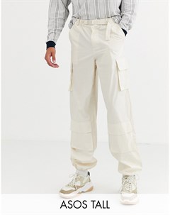 Бежевые широкие брюки карго Tall Asos white