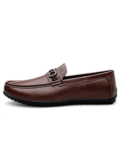 Мокасины мужские черно-коричнево-белые коричневые, цвет Brown[Leather Shoe Size : Athletic Shoes Size 41 = Size 40 in This Model] Mulinsen