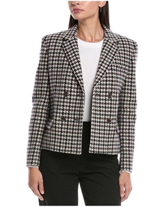 Теория Твидовая двубортная шерстяная куртка, коричневый Theory