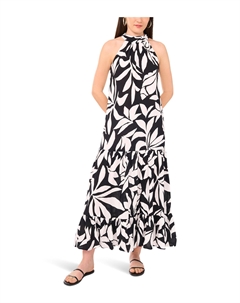 Платье Oscar Neck Tiered Maxi Dress, Rich Black 1 Vince camuto