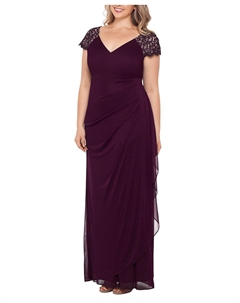 Платье больших размеров с кружевными плечами Xscape