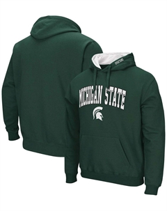 Мужская зеленая толстовка с капюшоном michigan state spartans arch logo 3.0 pullover, зеленый Colosseum