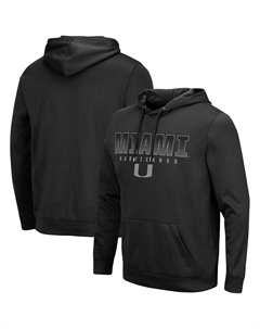 Мужская черная толстовка с капюшоном miami hurricanes blackout 3.0 pullover, черный Colosseum