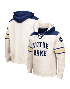 Мужской кремовый пуловер на шнуровке Notre Dame Fighting Irish Big and Tall Hockey с капюшоном Colosseum