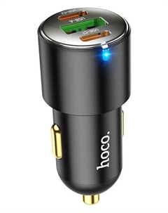 Автомобильное зарядное устройство Hoco NZ6, USB, 2xUSB Type C, 3А, 45 Вт, QC, PD, черный (6931474765185)