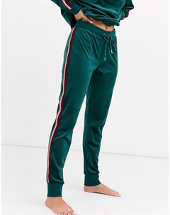 Зеленые велюровые спортивные штаны с отделкой Hunkemoller