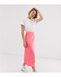 Атласная юбка миди розового цвета New look petite
