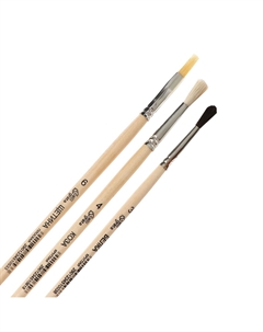 Набор кистей для рисования, белка, коза, щетина, 3 штуки: № 3, № 4 (круглые), № 6 (плоская),, круглые, плоская, деревянная ручка, в пакете Calligrata