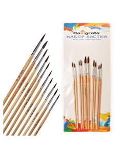 Набор кистей для рисования, пони, 10 штук: № 1, 2, 3, 4, 5, 6, 7, 8, 9, 10, круглые, деревянная ручка, международный размер Calligrata