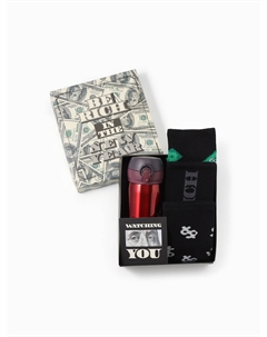 Набор подарочный be rich, носки 3 пары, размер 41-44 (27-29 см), термос, открытка Kaftan