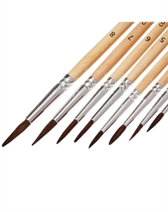 Набор кистей для рисования, белка, 8 штук: № 1, 2, 3, 4, 5, 6, 7, 8, круглые, деревянная ручка, международный размер Calligrata