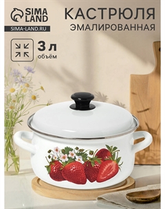 Кастрюля эмалированная, 3 л, d=23 см, с крышкой, белая Nobrand