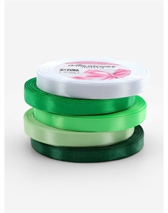 Атласная лента, набор 5 шт., 10 мм, 23±1 м, белая, зеленая Арт узор