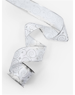 Лента атласная с металлической нитью Арт узор