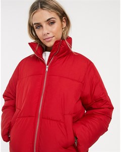 Ярко красная дутая куртка New look