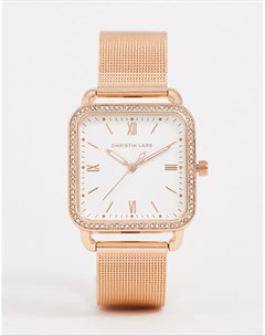 Женские часы с сетчатым браслетом цвета розового золота Christian Lars Christin lars