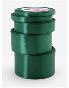 Атласная лента, набор 5 шт., 6/10/20/40/50 мм, 23±1 м, изумрудная №128 Арт узор