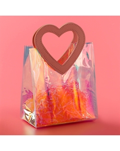 Пакет подарочный из пвх, розовый, иридисцентный, 20×18×10 см Upak land