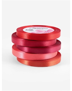 Атласная лента, набор 5 шт., 10 мм, 23±1 м, красная, бордовая Арт узор