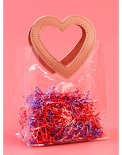 Пакет подарочный из пвх, прозрачный, розовые ручки, 20×18×10 см Upak land