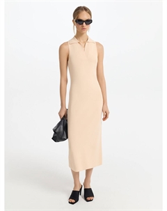 Трикотажное платье миди с воротником-поло Love republic