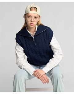 Жилет с воротником на молнии синий Button blue