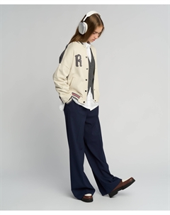 Брюки прямые с эластичным поясом синие Button blue