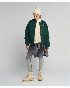 Бомбер на молнии с принтом зеленый Button blue