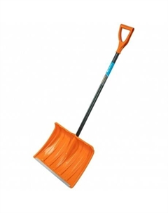 Лопата для уборки снега пластиковая, 490х370х1350 мм, стальной черенок, усиленная Сибртех