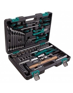 Набор инструментов, 1/2", 1/4", CrV, 12 гранные головки, пластиковый кейс, 76 предметов Stels