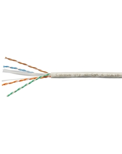 Кабель витая пара U/UTP 6 кат. 4 пары UTP-4P-Cat.6-SOLID-LSZH-GY-100 (23 AWG), одножильный, LSZH нг(А)-HF, серый (100 м) Cabeus