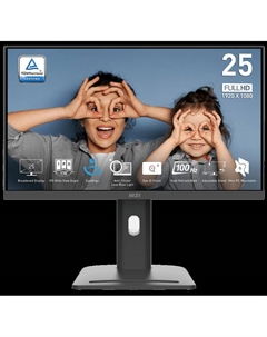 Монитор 24,5" PRO MP253P 9S6-3PC79H-055 1920x1080 LED, 16:9, IPS, 250cd, 1000:1, 100M:1, 4ms, 178/178, DP, HDMI, VGA, audio, 100Hz, Speakers, tilt Msi