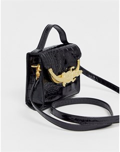 Черная сумка кошелек на пояс из искусственной крокодиловой кожи Karma Fabienne chapot