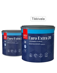 Краска для стен и потолков Euro Extra полуматовая цвет белый база А 2.7 л Tikkivala