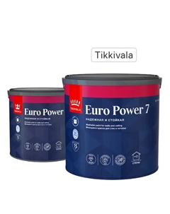 Краска для стен и потолков Euro Power 7 матовая прозрачная база С 2.7 л Tikkivala