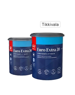 Краска для стен и потолков Euro-20 полуматовая цвет белый база А 0.9 л Tikkivala