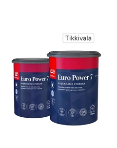Краска для стен и потолков Euro Power-7 матовая прозрачная база С 0.9 л Tikkivala