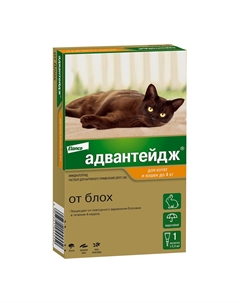 Адвантейдж Капли от блох на холку для кошек и котят до 4 кг, 1 пипетка по 0,4 мл Elanco