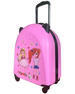 Чемодан детский ручная кладь, размер S, с ушками, Спортивные девочки, розовый (738) Lats