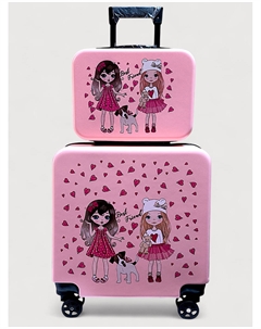 Дорожный комплект Чемодан квадратный + бьюти кейс, лучшие подруги Lats