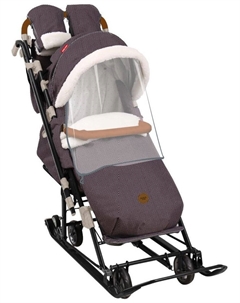 Санки-коляска  детям 7-8К, в елочку коричневый (НД7-8К/2) Nika