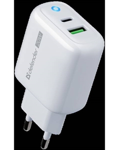 Сетевое зарядное устройство Defender UPA-102 20Вт, USB, USB type-C, Quick Charge, PD, 3A, белый (83578)