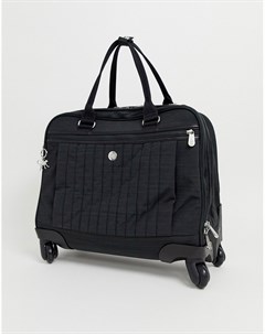 Черная сумка чемодан с серебристой подвеской обезьянкой Kipling