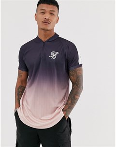 Фиолетовая обтягивающая футболка с молнией Siksilk