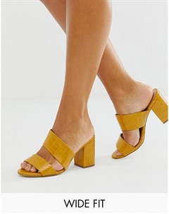 Желтые туфли на каблуке для широкой стопы New Look New look wide fit