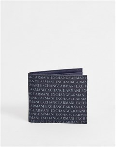 Темно синий бумажник со сплошным изображением логотипа Armani exchange